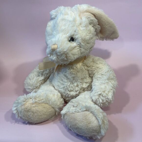 Vintage Russ Berrie Hippity the Bunny Rabbit Ivory/Cream with Cream/Gold Bow EUC - Picture 6 of 8